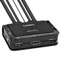 2 Port DisplayPort 1.2, USB 2.0 & Audio Cable KVM Switch, KVM-Switch schwarz