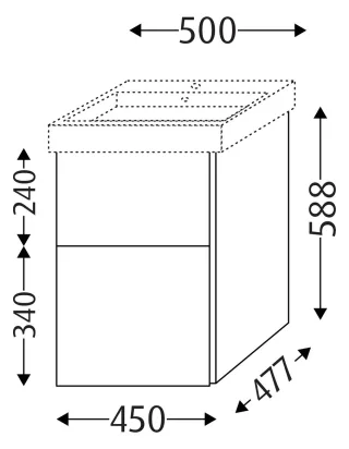 Sanipa Waschtischunterbau mit Auszügen 3way (BP495) 588x450x477 Taupe-Matt, BP4951T BP4951T