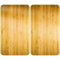 WENKO Herd-Abdeckplatte Universal Modell Holz-Optik, Glas, Kunststoff, (Set, 2 tlg), Herdabdeckung für alle Herdarten, kratzfest, mit rutschfesten Füßen