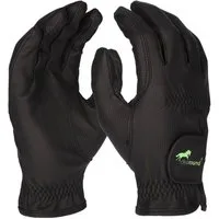 PRO FIT by Fitzner Reithandschuhe, Reiterhandschuhe, Handschuhe zum Reiten, Schwarz (1, Paar) mit Klettverschluss, verstärkte Zügelführung