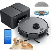 Teendow Saugroboter D65S MAX Saugroboter mit wischfunktion, 8000Pa Staubsauger Roboter, 850 W, mit Beutel, 4 Leistungsstufen, 3 Wasserstufen, 2.5 L Staubbehälter, Multi-Map
