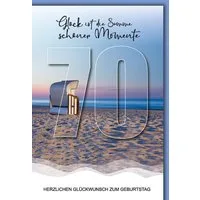Verlag Dominique Grußkarten 70. Geburtstag - Karte mit Umschlag - Strandkorb