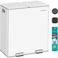 SONGMICS Mülleimer Integrierte Duftspender, Mülleimer Küche, 2 Fächer, Mülltrennsystem, Softclose, 2 x 30 L