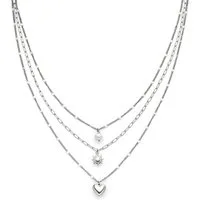 s.Oliver Kette mit Anhänger Summer Charms, Herz und Sonne, mit Perle (imitiert)