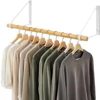 Youyijia Kleiderständer 80cm Wand-Kleiderständer aus Holz – Platzsparende Kleiderstange