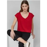 s.Oliver Kurzarmshirt T-Shirt T-Shirt mit weitem Ausschnitt, Cut-out und Schleife