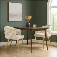 HTI-Living Esszimmerstuhl Stuhl Alsen Gold Beige (Stück, 1 St), Design Polsterstuhl goldenes Metallgestell