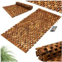 Casaria Badematte, robustes Akazienholz, Akazienholz, Stab, Badvorleger Holz 76x50 cm FSC-zertifiziertes Akazienholz Gummistopper