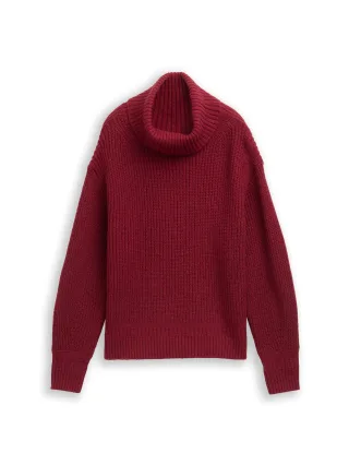 Tom Tailor - Loose Fit Rollkragenpullover rumba red melange - Gr. - XXXL