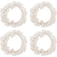 nsihing Haargummi 4 Stücke Scrunchies Weiß Perlen Haargummi Damen Elastisches, 4-tlg., Scrunchies Mädchen Zopfgummi Haarschmuck Kopfschmuck