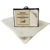 Meivita Naturhaarbettdecke Merino Schafschurwolle extra leichte Sommerdecke, Füllung: 100% Wolle, Bezug: 100% Baumwolle, Bettdecke Hergestellt in Deutschland