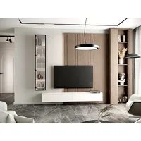 MOEBLINE Wohnwand Medienwand FIVO 2 weiß Vitrine TV-Lowboard
