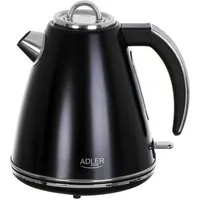 Adler Wasserkocher AD 1343, Edelstahl, elektrisch, Wasserkessel, 1,5 Liter, drehbar, schwarz
