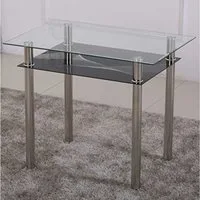 HOOZ Esstisch aus Glas mit 6 mm Sicherheitsglas & Facettenschliff 90 x 60 x 75cm (Glastisch, 1-St., zusätzlicher Stauraum), schwarze Ablagefläche