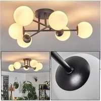 hofstein Deckenleuchte Deckenlampe aus Metall/Glas in Schwarz/Weiß, ohne Leuchtmittel, Leuchte mit Schirmen aus Glas (10 cm), 6 x G9, ohne Leuchtmittel