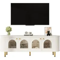 Merax Lowboard (1 St), TV-Schrank mit Glastüren und goldenen Akzenten, Breit: 170cm