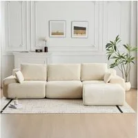 Vankel Ecksofa Modulares Sofa in L-Form, Couch als Schlafsofa mit Cordstoff, Weiches Cordsofa mit Bettfunktion, Hocker und flexiblen Modulen