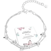 LuxusKollektion Silberarmband Armband Damen Silber 925 Schmetterlinge Rosegold Perlen Layered