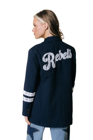 colourful rebel - Jesra Pinstripe Single Breasted Blazer Dark blue - Gr. - M