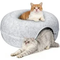 BlingBin Tierbett Katzentunnel Katzenhöhle Katzen Donut, aus Filz gefertigt, multifunktionalle Katzensofa, Katzenkorb Katzenkissen