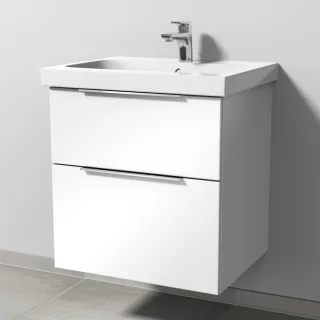 Sanipa 3way Waschtischunterbau zu Geberit iCon Light Waschtisch mit 2 Auszügen, Weiß-Glanz UF57378