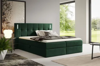 Boxspringbett Schlafzimmerbett MARTIM 140x200cm in Stoff Fresh Flaschengrün