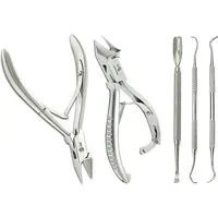SMI Nagelzange Kopfschneider Eckenzange Fußpflege Set Nagelhautschieber Nagelheber, 5-tlg., 5-tlg, Für starke, dicke und eingewachsene Nägel Edelstahl