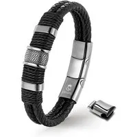 UNIQAL.de Lederarmband PREMIUM STYLE Geflochtenes Echtleder mit Edelstahl & Magnetverschluss (elegantes Accessoire für Männer, Business & Freizeit, Zeitlose Geschenkidee), handgefertigt in Deutschland