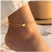 The Beauty House Fußkette mit Anhänger Elegante Fußkette mit Schmetterling – Damen Anklet in Goldoptik