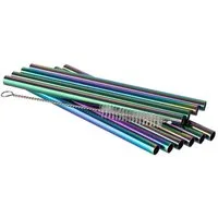 Buddy's Trinkhalme langlebige Metallstrohhalme für kalte und warme Getränke, (Set, 11-tlg), Länge ca. 15 cm, 10 Edelstahl-Trinkhalme inkl. Reinigungsbürste