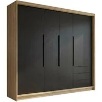 A&J MöbelLand GmbH Drehtürenschrank viertüriger Kleiderschrank mit Schubladen und Metallgriffen. (Geräumiger vier¬türiger Kleiderschrank mit Schubladen und Metallgriffen. Geräumiger Schrank mit einer Breite von 200 cm und Schubladen, ideal zur Aufbew