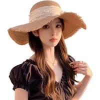 Zaewry Sonnenhut Sommerhut mit breiter Krempe Strandhut Straw hat,faltbar
