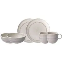 like. by Villeroy & Boch Frühstücks-Geschirrset Perlemor Sand (6-tlg), 2 Personen, Fine China-Porzellan, Made in Germany, Fine China Porzellan