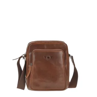 Umhängetasche Herren Leder braun 20x24cm kleine Schultertasche Umhänger "Waxy Vintage" | Greenburry 1372-24