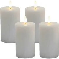 relaxdays LED-Kerze 4er Set 13 cm, Flackernde, flammenlose LED-Kerzen für stimmungsvolle Beleuchtung, LED, Warmweiß, Hellgrau
