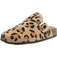 Ital-Design Damen Mules Freizeit Pantolette (88930306) Flach Pantoletten in Beige