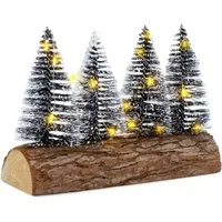Spetebo LED Dekofigur Tannenbäume mit Baumstammfuß, mit 20 LED, LED fest integriert, warm weiß, zur weihnachtlichen Dekoration