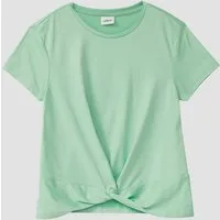 s.Oliver Kurzarmshirt T-Shirt Fließendes T-Shirt mit Knoten-Detail und leichtem Glanz