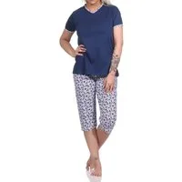 Normann Pyjama Floraler Damen Capri Pyjama, kurzer Schlafanzug mit / Caprihose