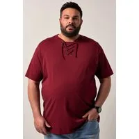 Men Plus T-Shirt T-Shirt Halbarm Rundhals mit Schnürung