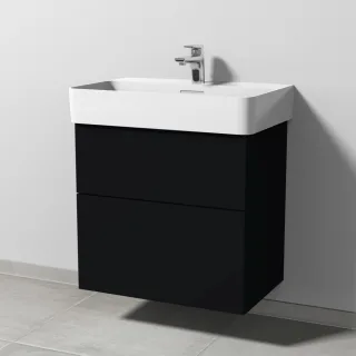 Sanipa 3way Waschtischunterbau zu Laufen VAL Waschtisch mit 2 Auszügen, Schwarz-Matt SF82208