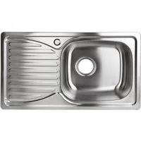 Stabilo Sanitär Edelstahlspüle Einbauspülbecken Chrom eckig aus Edelstahl mit Abtropffläche links, 43/78 cm, (Komplett-Set, komplettem Siphon inkl. Befestigungsmaterial), Mit Abtropffläche und Siphon