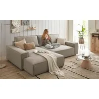 OTTO home Ecksofa SHERWOOD XXL Leinenoptik 284, Big-Sofa L-Form, tiefe Sitzfläche 95 cm, Recamiere rechts/links, als Schlafsofa stellbar, Cord u. Leinenoptik