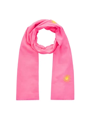Bestickter Schal aus Baumwolle mit Sonnenmuster pink - Gr. - one size