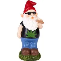 BRUBAKER Gartenzwerg Cannabis - Frecher Zwerg mit Joint - Gartenfigur Lustig - Gras rauchen, (1 St), Dekoration Wetterfest für Garten Campingplatz