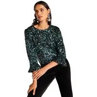 Love & Roses Paillettenshirt Love & Roses Bluse mit Schleife, Petite (1-tlg)