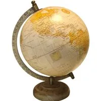 Koopman Globus Tischglobus 19 cm Hoch Weltkarte Holzfuß Metallring Ø 13 cm, (Stück, 1-tlg), Dekorativ, Erdball, 1:68.000.000 Maßstab