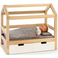 MUSTERKIND® Puppenbett Puppen-Hausbett Viola, natur/weiß, aus Holz