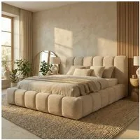 yourhouse24 Polsterbett Design-Polsterbett – Voluminöse Rillensteppung in Cord, Bubble-Optik & Japandi