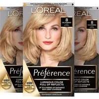 L'ORÉAL PARIS Coloration PRÉFÉRENCE HAARFARBE, Packung, 3-tlg., dauerhafte Haarcoloration mit 100% Grauabdeckung